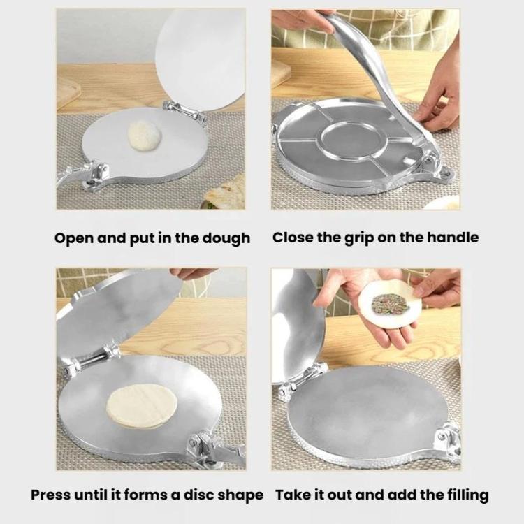 Aluminum Alloy Manual Dough Press Round Dumpling Wrapper Pastry Mold, Spec: Large Silver