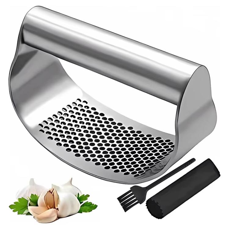 LsCook PHZ90C 3pcs /Set 1.8cm Thick  Stainless Steel Curved Garlic Press Kitchen Garlic Crusher