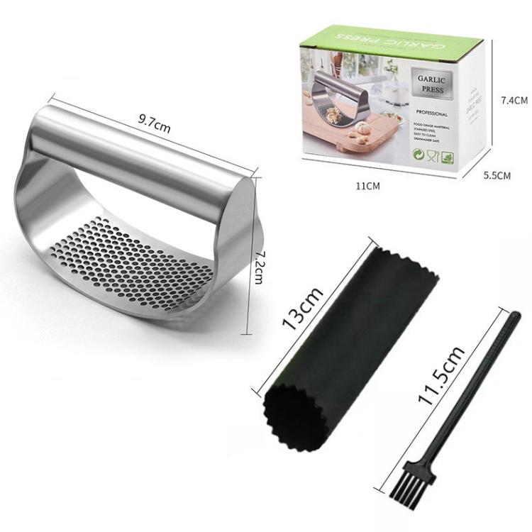 LsCook PHZ90C 3pcs /Set 1.8cm Thick  Stainless Steel Curved Garlic Press Kitchen Garlic Crusher