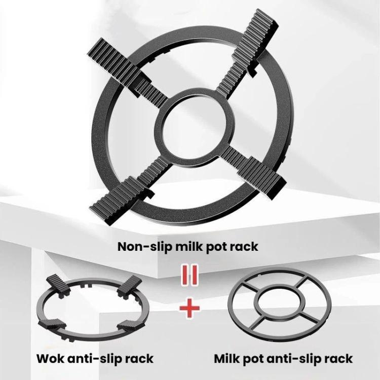 Universal Cast Steel Non-Slip Rack For Woks & Milk Pans Household Kitchen Stove Support Stand - Black