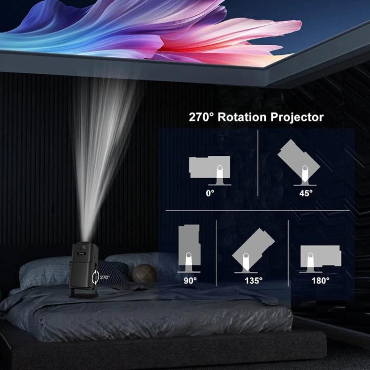 HY320 Mini Android 11 Portable 4K HD Projector With WiFi 6, Bluetooth, 180-Degree Rotation, Wireless Screen Mirroring EU Plug