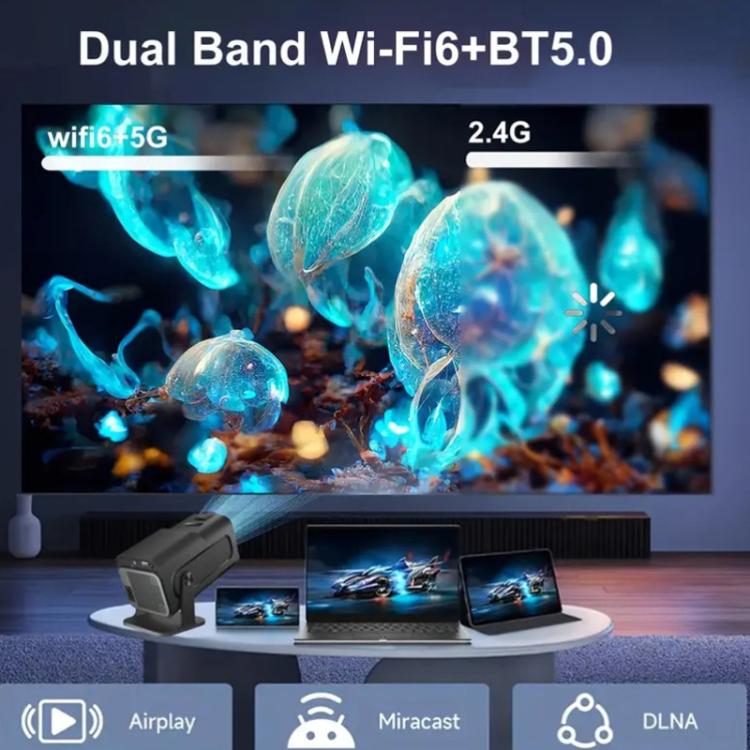 HY320 Mini Android 11 Portable 4K HD Projector With WiFi 6, Bluetooth, 180-Degree Rotation, Wireless Screen Mirroring US Plug