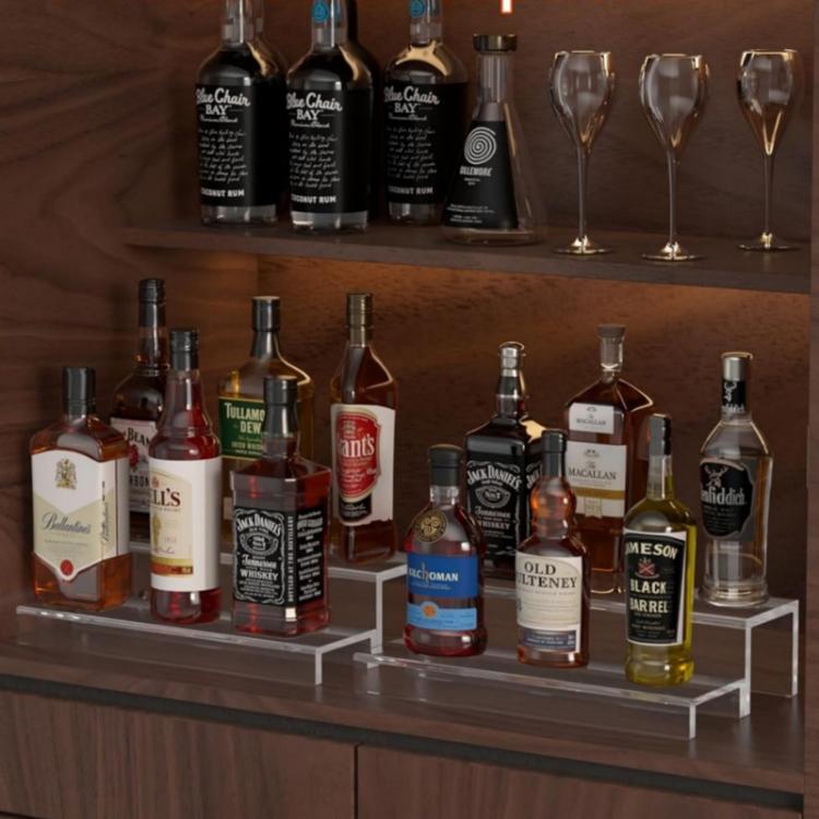 YX239 2-Tier Acrylic Wine Cabinet & Bottle Rack For Displaying Action Figures, Cakes, Perfumes