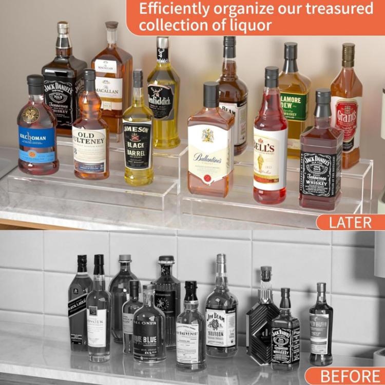 YX239 2-Tier Acrylic Wine Cabinet & Bottle Rack For Displaying Action Figures, Cakes, Perfumes