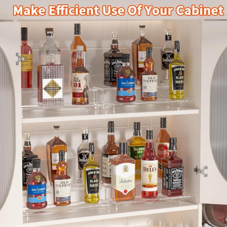 YX239 2-Tier Acrylic Wine Cabinet & Bottle Rack For Displaying Action Figures, Cakes, Perfumes