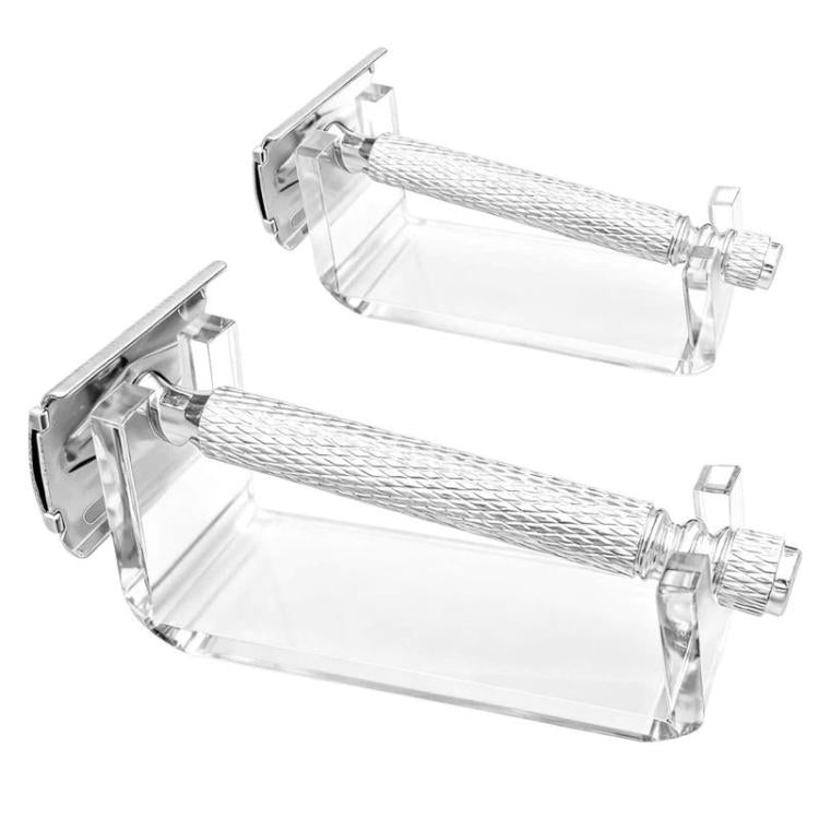 YX240 2pcs Acrylic Waterproof Shaver Holder Portable Bathroom Countertop Storage Rack