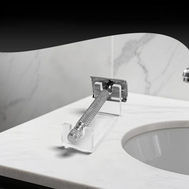 YX240 2pcs Acrylic Waterproof Shaver Holder Portable Bathroom Countertop Storage Rack