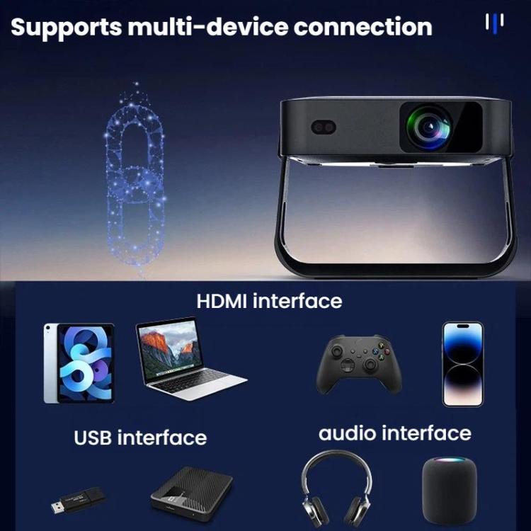R6 Portable Ultra-Thin Projector HD 1080P Auto-Focus Mini Home Projector US Plug