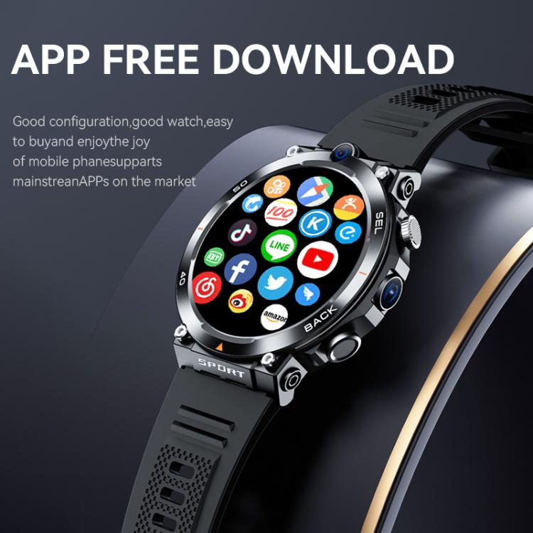 Eurasian African Versions APP Download Dual-Camera Video Calling Smartwatch - Black 2+16G