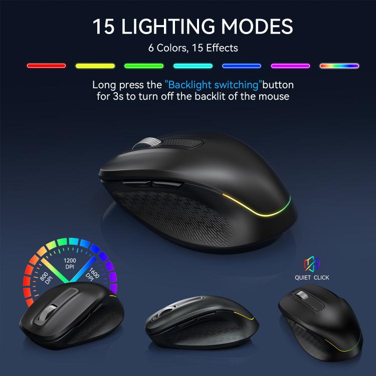 2.4G & Bluetooth  Wireless Keyboard and Mouse Set with Phone/Tablet Slot RGB Backlit Rechargeable Keyboard Mouse Combo
