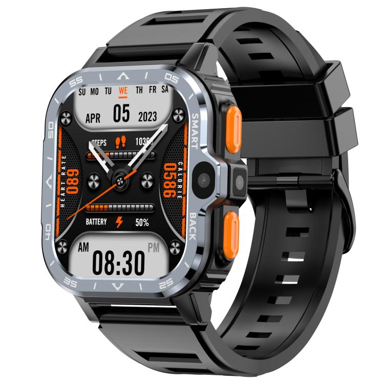 Eurasian African Versions 4G SIM Card Slot Rugged Sports Smartwatch With Google Play Store, Color: Black 4+64G