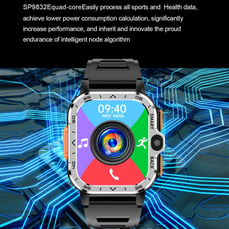 Eurasian African Versions 4G SIM Card Slot Rugged Sports Smartwatch With Google Play Store, Color: Black 2+16G