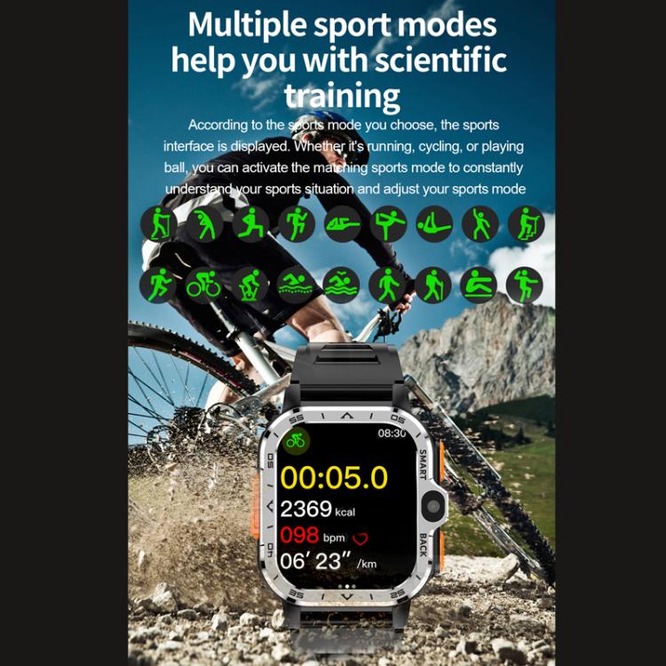 Eurasian African Versions 4G SIM Card Slot Rugged Sports Smartwatch With Google Play Store, Color: Black 2+16G