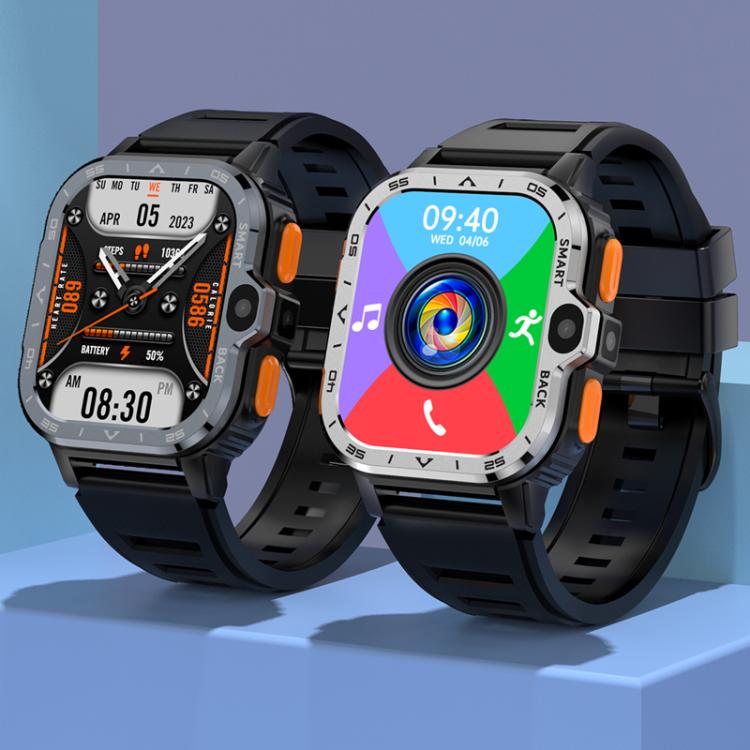 Eurasian African Versions 4G SIM Card Slot Rugged Sports Smartwatch With Google Play Store, Color: Black 4+64G