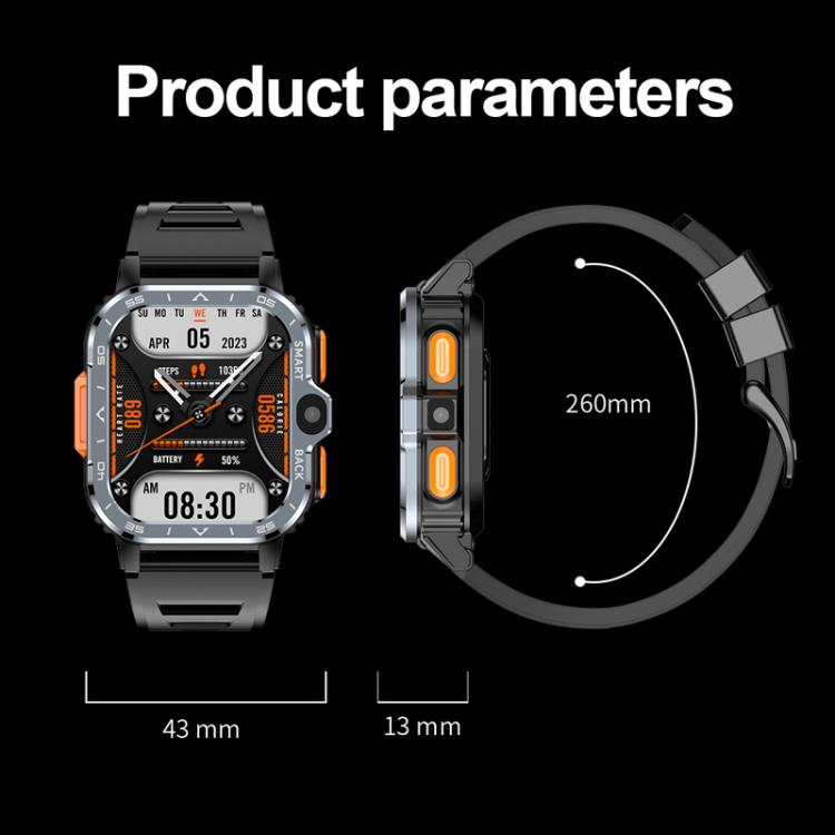 Eurasian African Versions 4G SIM Card Slot Rugged Sports Smartwatch With Google Play Store, Color: Silver 2+16G