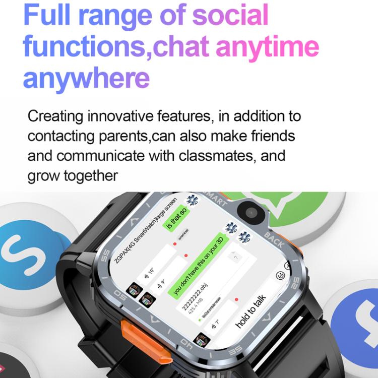 Eurasian African Versions 4G SIM Card Slot Rugged Sports Smartwatch With Google Play Store, Color: Black 4+64G