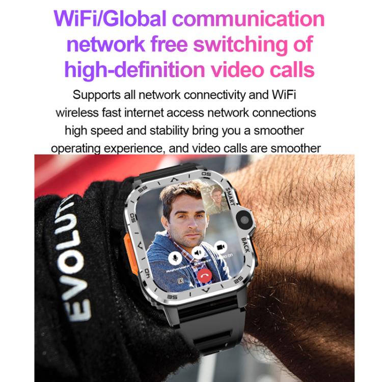 Eurasian African Versions 4G SIM Card Slot Rugged Sports Smartwatch With Google Play Store, Color: Silver 2+16G