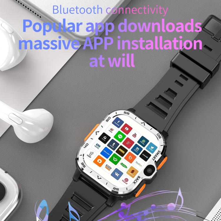 Eurasian African Versions 4G SIM Card Slot Rugged Sports Smartwatch With Google Play Store, Color: Black 2+16G