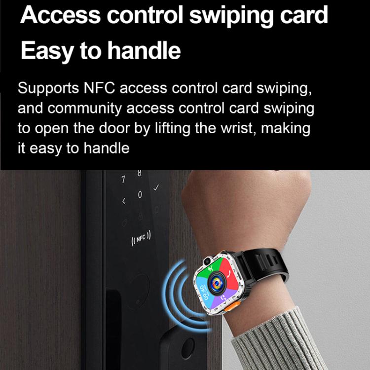 Eurasian African Versions 4G SIM Card Slot Rugged Sports Smartwatch With Google Play Store, Color: Black 4+64G