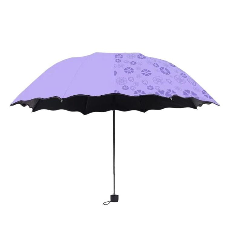 Three-fold Thickened Black Vinyl Sunshade Umbrella Blooms When Wet For Both Sunny and Rainy Days