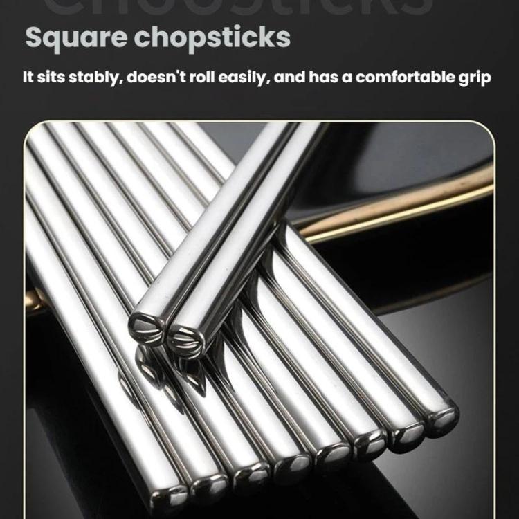 LsCook 24cm Square Chopsticks 304 Stainless Steel Food-Grade Tableware