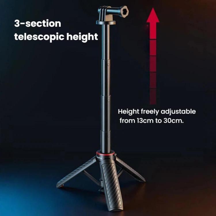 XILETU XS-22 Automatic Pop-Up Mini Tripod Selfie Stick 13-30cm Adjustable Extendable Monopod for Action Camera - Black