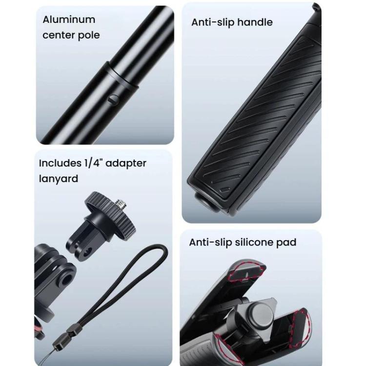 XILETU XS-22 Automatic Pop-Up Mini Tripod Selfie Stick 13-30cm Adjustable Extendable Monopod for Action Camera - Black