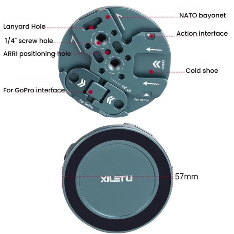 XILETU All-In-One Magnetic Phone Mount With 1/4-Inch Screw, Action, Cold Shoe, NATO Interfaces MI-1