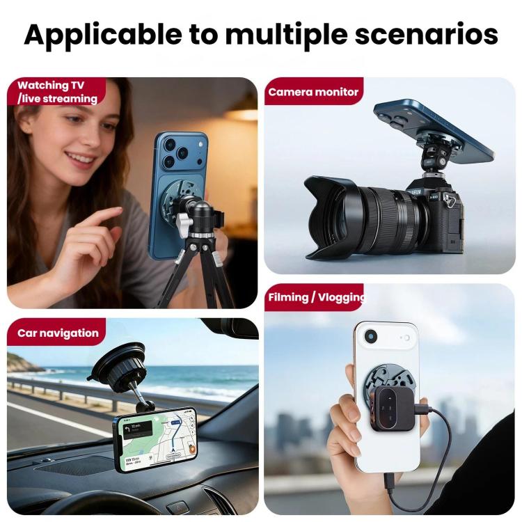 XILETU All-In-One Magnetic Phone Mount With 1/4-Inch Screw, Action, Cold Shoe, NATO Interfaces MI-1