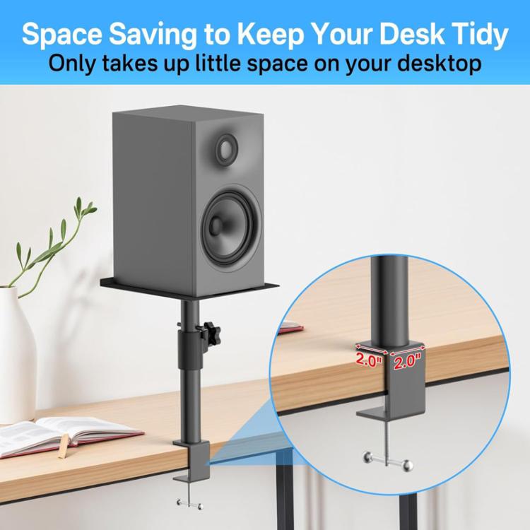 Clamp-On Desktop Speaker Stand Movable No-Drill Height Adjustable Speaker Holder, Spec: Single