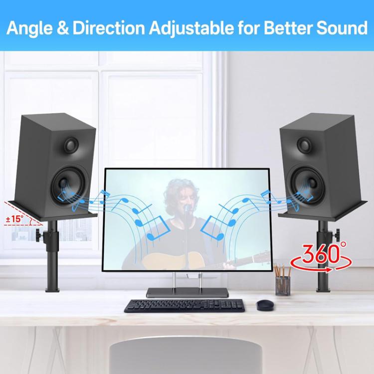 Clamp-On Desktop Speaker Stand Movable No-Drill Height Adjustable Speaker Holder, Spec: Double