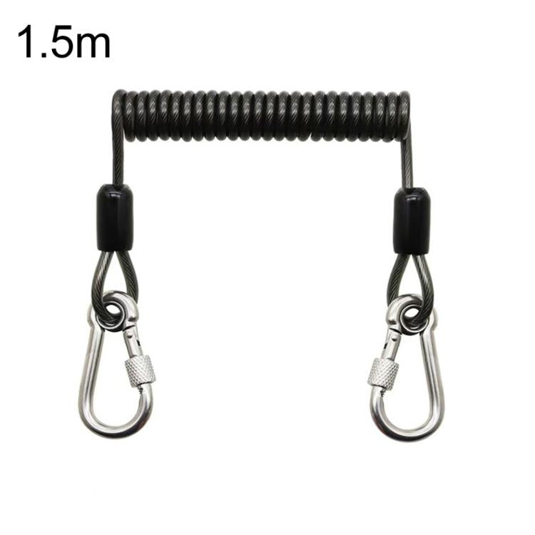 Heavy Duty Fishing Safety Rope 49-Strand Steel Cable With Locking Carabiner, Size: 1.5m