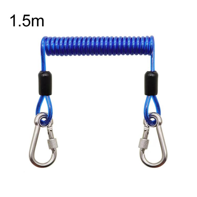 Heavy Duty Fishing Safety Rope 49-Strand Steel Cable With Locking Carabiner, Size: 1.5m