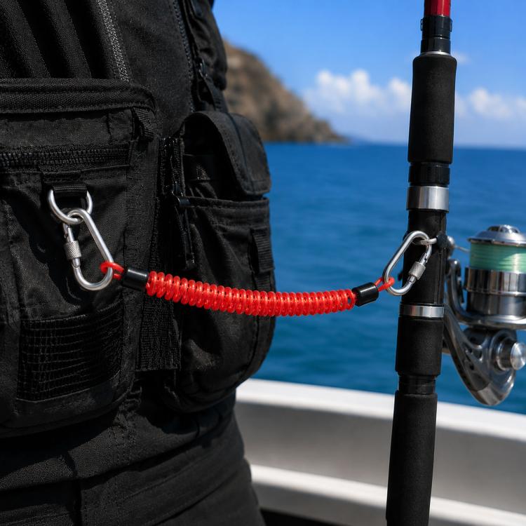 Heavy Duty Fishing Safety Rope 49-Strand Steel Cable With Locking Carabiner, Size: 3m