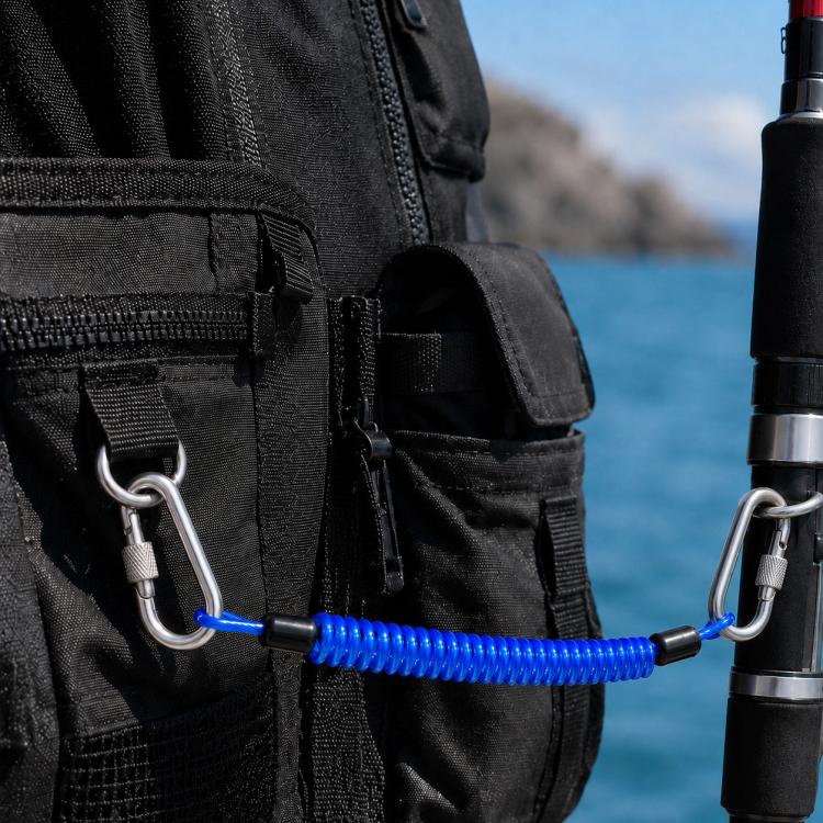 Heavy Duty Fishing Safety Rope 49-Strand Steel Cable With Locking Carabiner, Size: 3m