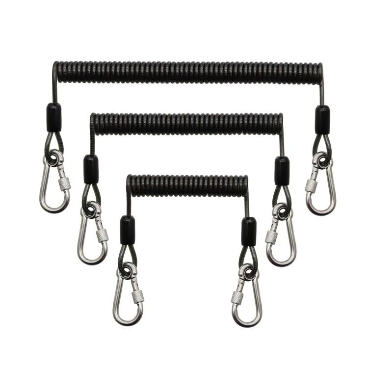 Heavy Duty Fishing Safety Rope 49-Strand Steel Cable With Locking Carabiner, Size: 3m