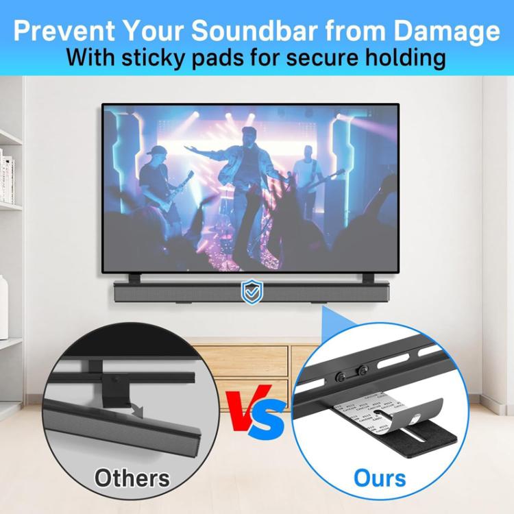 JJ-9452-B-0 No-Drilling Long Soundbar TV Wall Mount Speaker & TV Connecting Mount