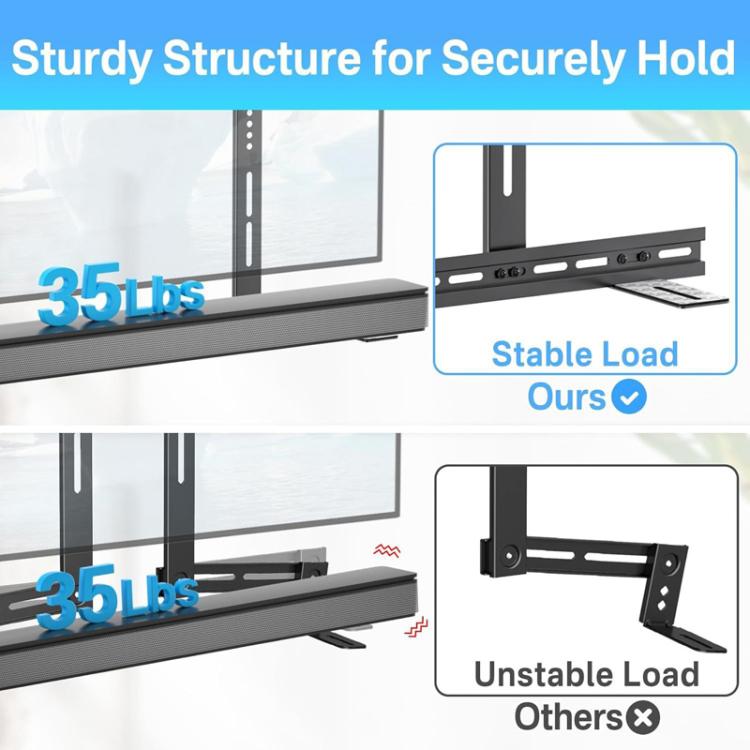 JJ-9452-B-0 No-Drilling Long Soundbar TV Wall Mount Speaker & TV Connecting Mount