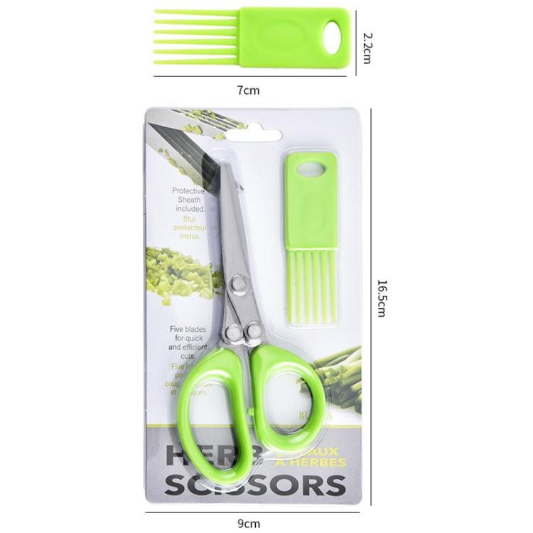 LsCook Stainless Steel Multi-Blade Multi-Function Kitchen Scallion Scissors, Spec: Cardboard Packaging 5-layer