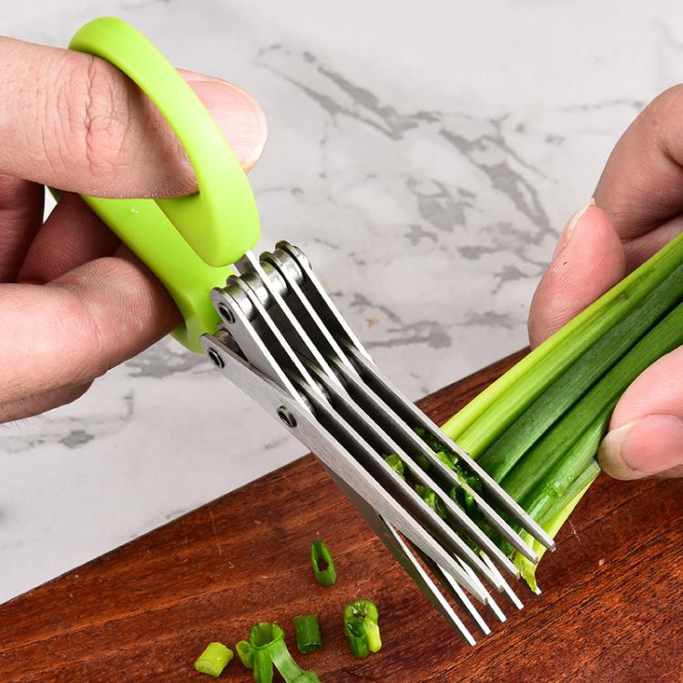 LsCook Stainless Steel Multi-Blade Multi-Function Kitchen Scallion Scissors, Spec: Cardboard Packaging 5-layer