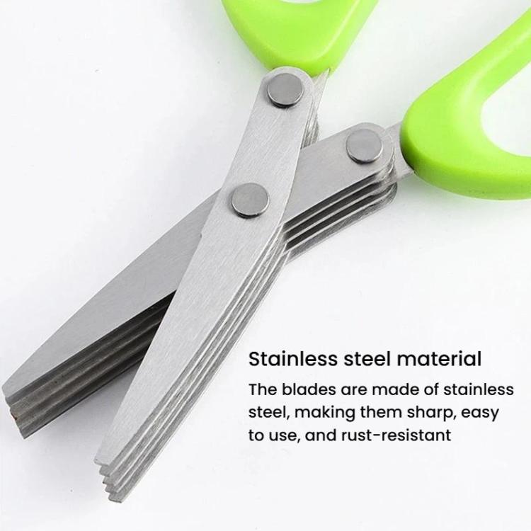 LsCook Stainless Steel Multi-Blade Multi-Function Kitchen Scallion Scissors, Spec: Cardboard Packaging 5-layer