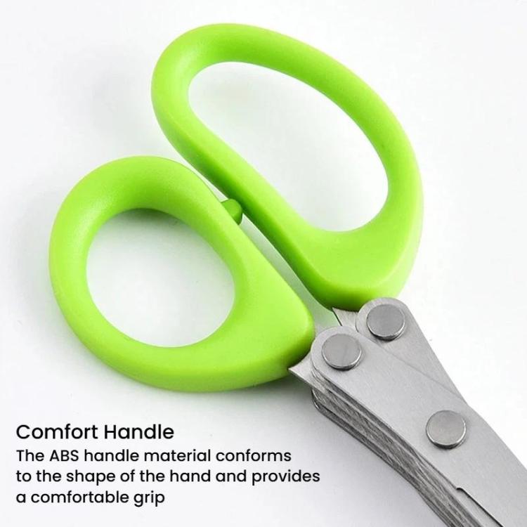 LsCook Stainless Steel Multi-Blade Multi-Function Kitchen Scallion Scissors, Spec: Cardboard Packaging 5-layer