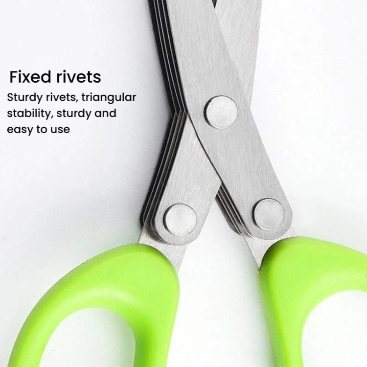 LsCook Stainless Steel Multi-Blade Multi-Function Kitchen Scallion Scissors, Spec: Cardboard Packaging 5-layer