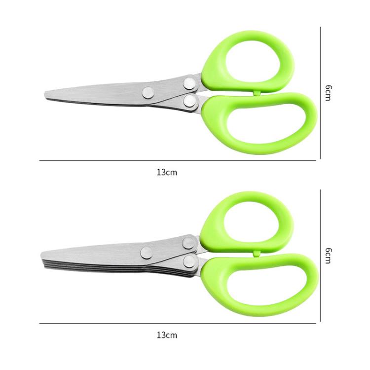 LsCook Stainless Steel Multi-Blade Multi-Function Kitchen Scallion Scissors, Spec: Cardboard Packaging 5-layer
