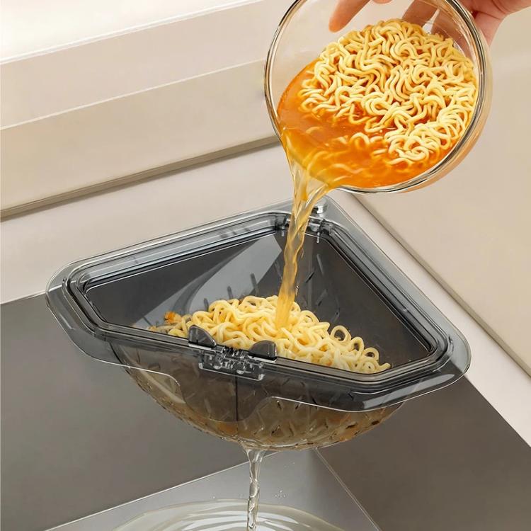 Magnetic Triangle Sink Strainer Kitchen Food Waste Collector Drain Basket - Transparent Gray