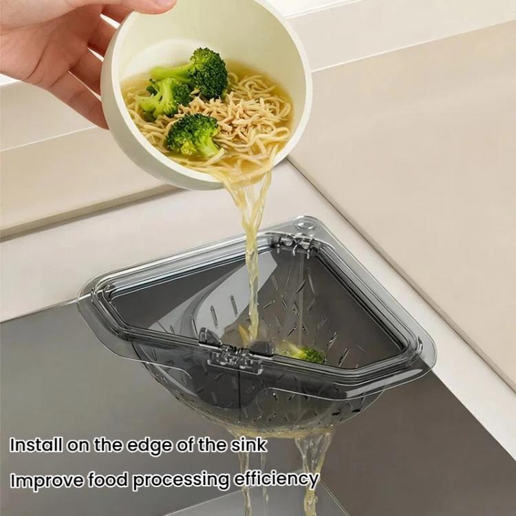 Magnetic Triangle Sink Strainer Kitchen Food Waste Collector Drain Basket - Transparent Gray