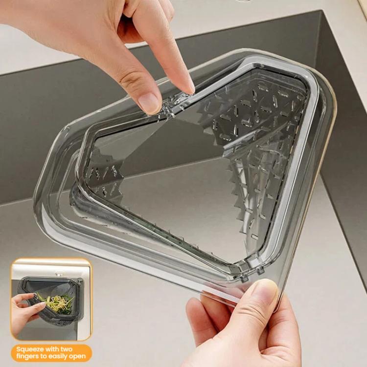 Magnetic Triangle Sink Strainer Kitchen Food Waste Collector Drain Basket - Transparent Gray