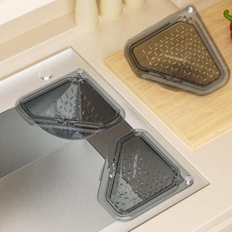 Magnetic Triangle Sink Strainer Kitchen Food Waste Collector Drain Basket - Transparent Gray