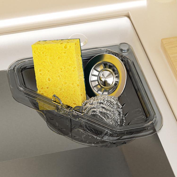 Magnetic Triangle Sink Strainer Kitchen Food Waste Collector Drain Basket - Transparent Gray