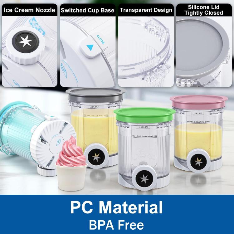 For Ninja NC700 / NC701 Ice Cream Maker 4pcs /Pack Replacement Ice Cream Cups Storage Tanks B Type